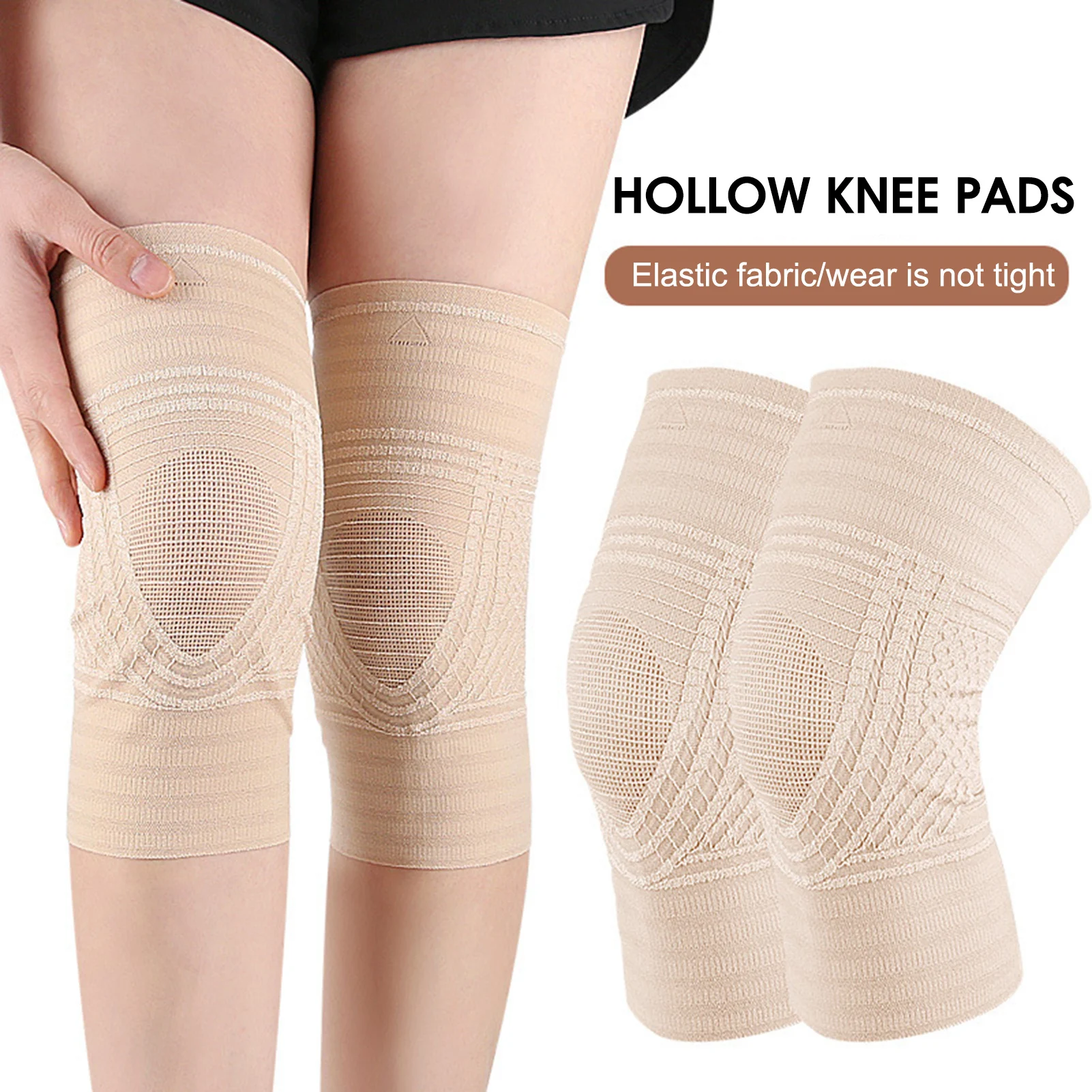 

1 Pairs Breathable Anti-Slip Knee Sleeves Hollow Out Elastic Fabric Sports Knee Pads For Summer Running Unisex Knee Support