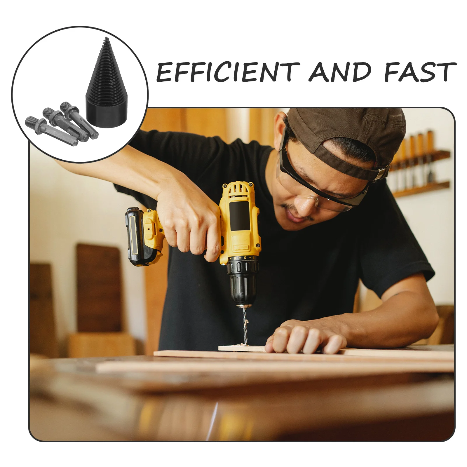 

1 Set Of Electric Firewood Drill Bits Steel Wood Splitter Cones For Wood Splitting Tool Splitting Drill Bit For Home Workshop