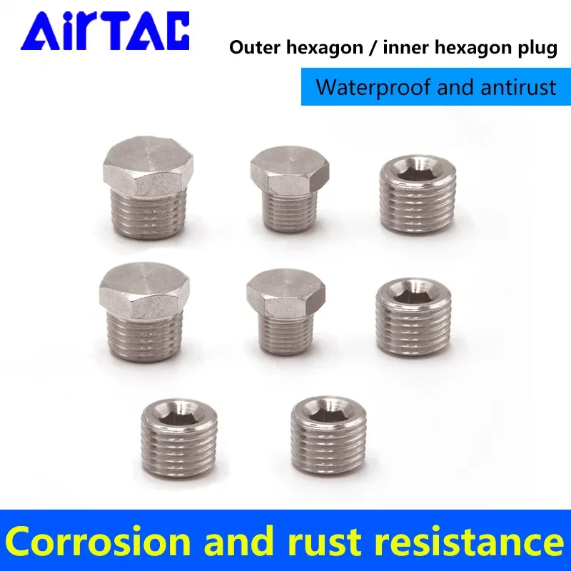 AIRTAC ABP-01 BZ-02 03 04 Hexagon socket pneumatic thread plug outer tooth bulkhead of manifold Male Threaded Hex Head Pipe Plug