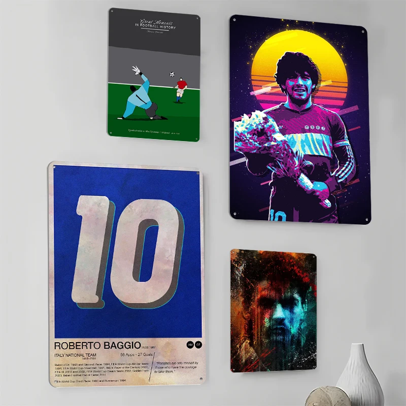 روبرتو باجيو القصدير اللوحة جدار الفن الملصقات خمر ديكور تخصيص مشجعي كرة القدم علامات معدنية للرجل الكهف غرفة نوم الديكور