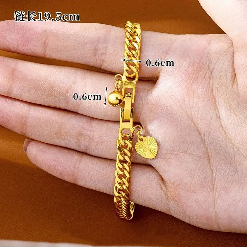 Gold-Plated Men's Bracelet with Traditional Craftsmanship Design for Couples or Gifting to Family Members