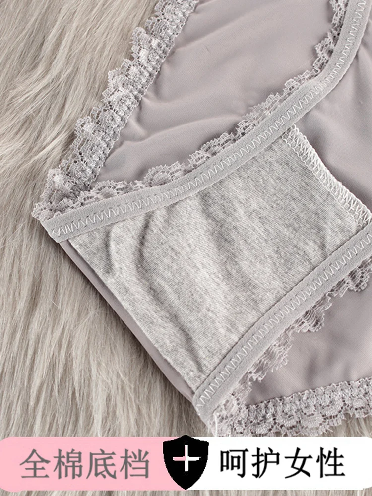 3PCS/Set Cotton Underwear Women M-XL Comfortable girls Panties lace decorative Solid Color Briefs Female Intimates Lingerie NEW