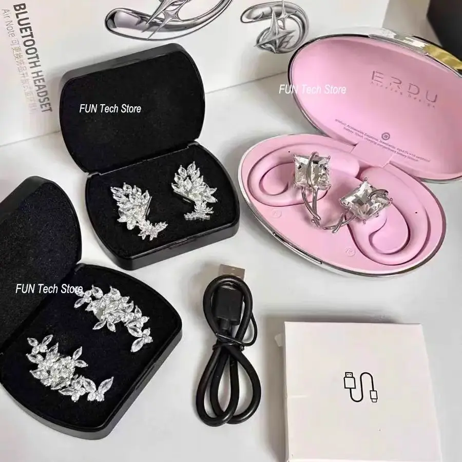 Erdu سماعات مجوهرات مفتوحة 3 أزواج من الأقراط المغناطيسية بلوتوث 5.4 مقاوم للماء دعوة الحد من الضوضاء سماعات الأذن للفتيات هدية