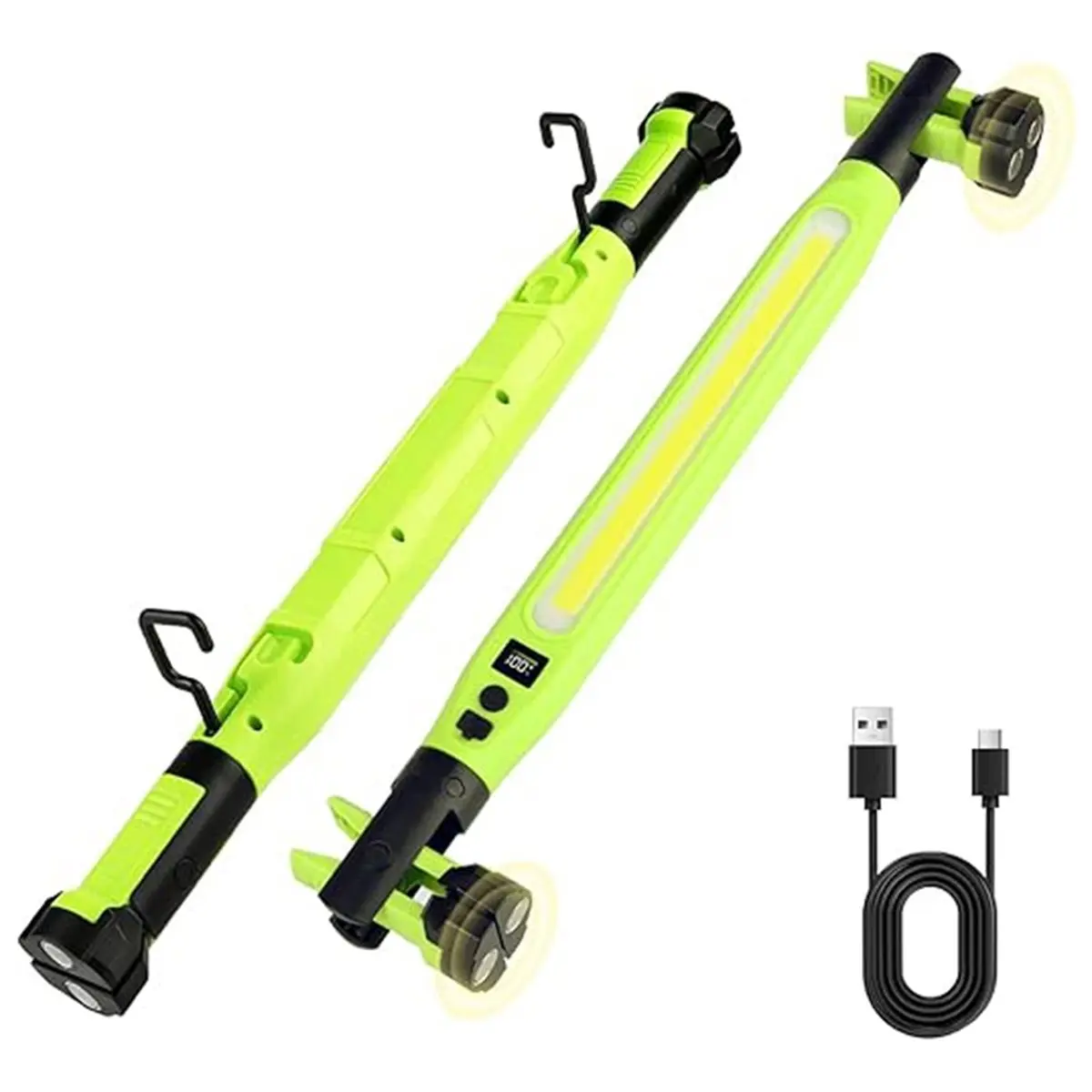A89X Rechargeable LED Work Light 52cm Under Hood Light Bar Magnetic COB Trouble Light 360° Swivel Hook for Car Repair Camping