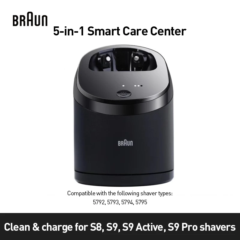 Braun 5430 5-in-1 Smart Shaver Care Center Automatic Cleaning Charging Station for Series 8 / Series 9 Shavers
