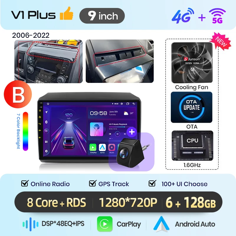 Junsun 9 inch Android 15 autoradio voor Fiat Ducato Peugeot Boxer 2 Citroen Jumper 2 2006-2023 voor Apple CarPlay Auto IPS scherm stereo multimediaspeler automotive slimme intelligente systemen 2 Din
