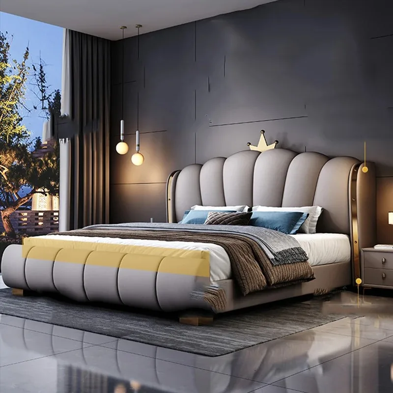 

Waterproof Soft Frame Double Bed High End Storage Modern Luxury Queen Beds Twin Upholstered Leather Lozko Sypialniane Furniture