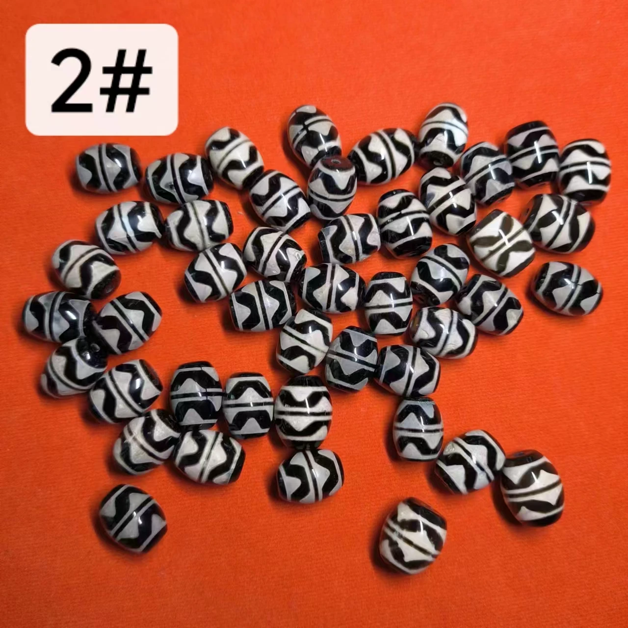 50pcs/lot pure natural double tiger tooth old agate dzi dallow scattered beads keg beads black yellow black grey wholesale gem