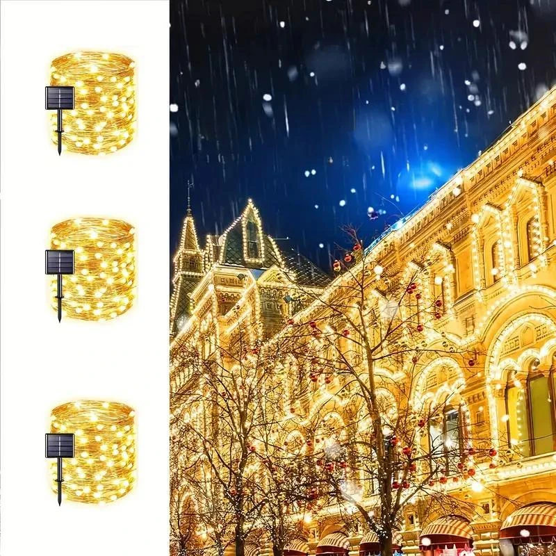 

Светодиодный солнечный светильник из медной проволоки, гирлянда для свадьбы, отдыха на открытом воздухе, сада, летнего дерева, украшения для кемпинга, вечеринки, солнечная гирлянда, сказочный свет