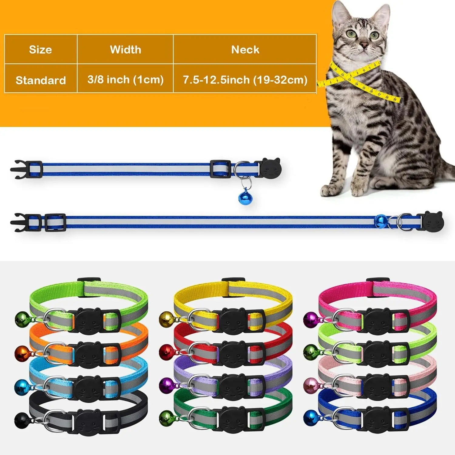 Reflective Breakaway Cat Collars With Bells And Id Name Tags_voghion.com