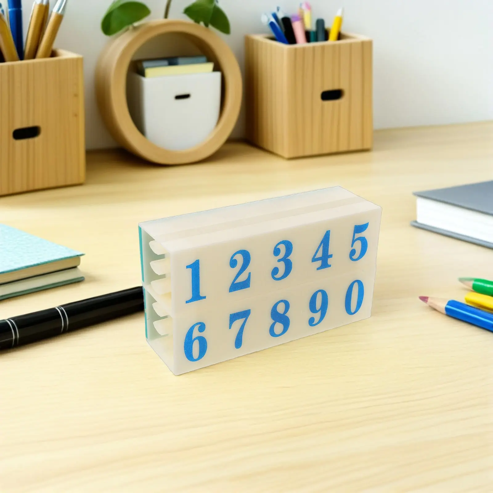 1Set Number Rubber Stamp Set 0-9 with Ergonomic Handle for Office Date Stamping Journaling Classroom Serial Number Teacher Craft