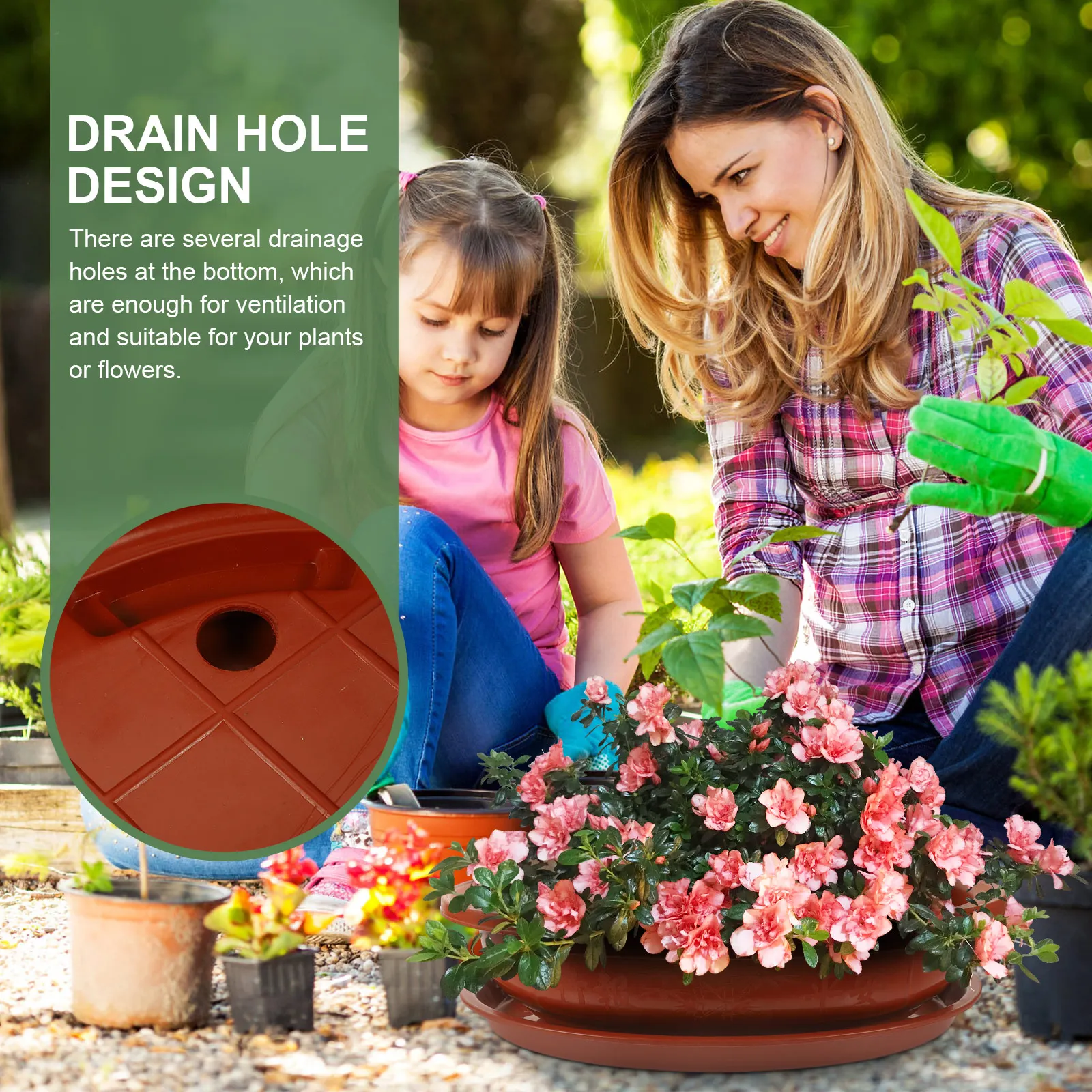 

Oval Flower Pot Large Plastic Bonsai Pots Gardening Container Plant Pot Drainage Holes Breathable for Home