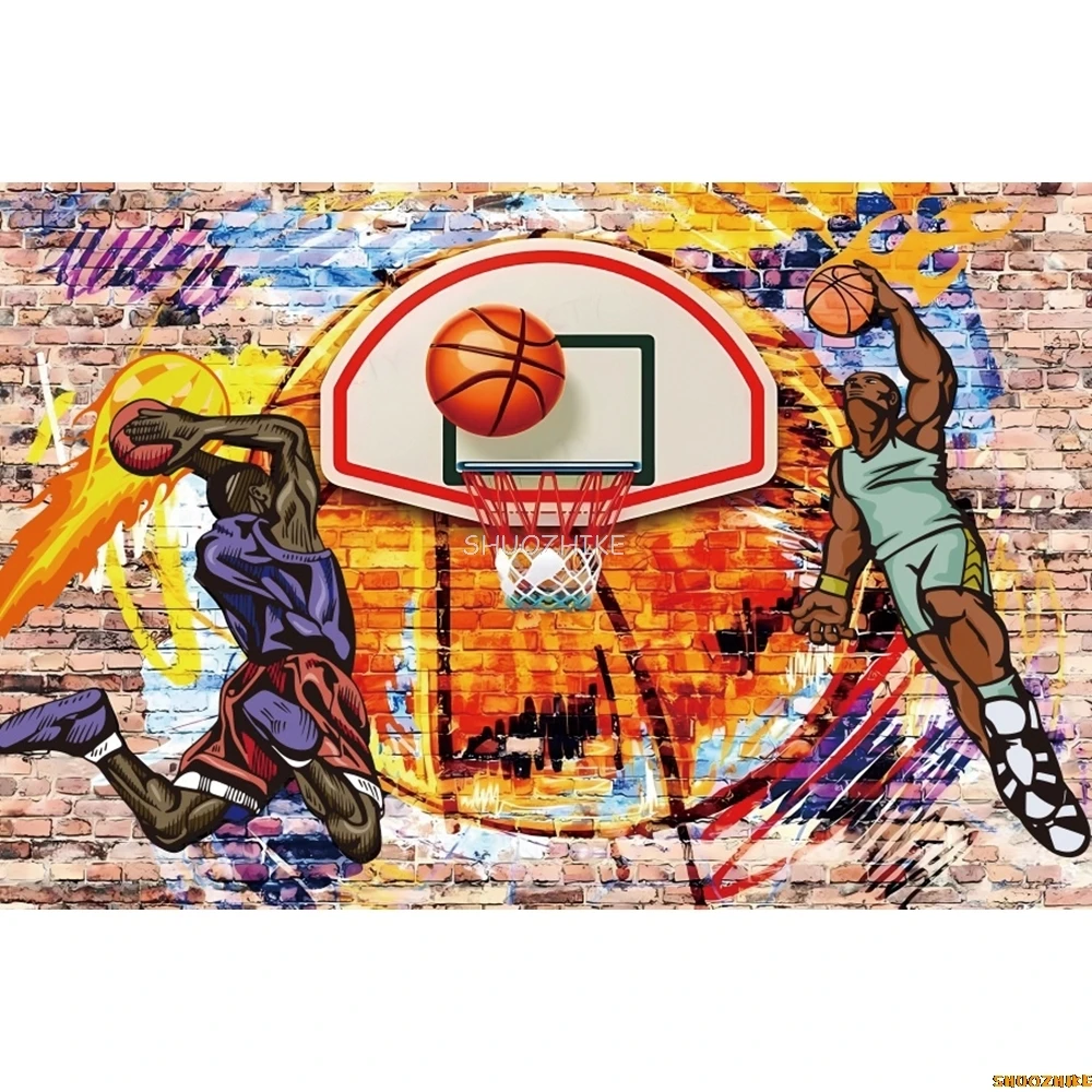 Customized Photography Background Basketball Boys Birthday Party Sports Stadium Court Stars Decoration Backdrop Photo Studio