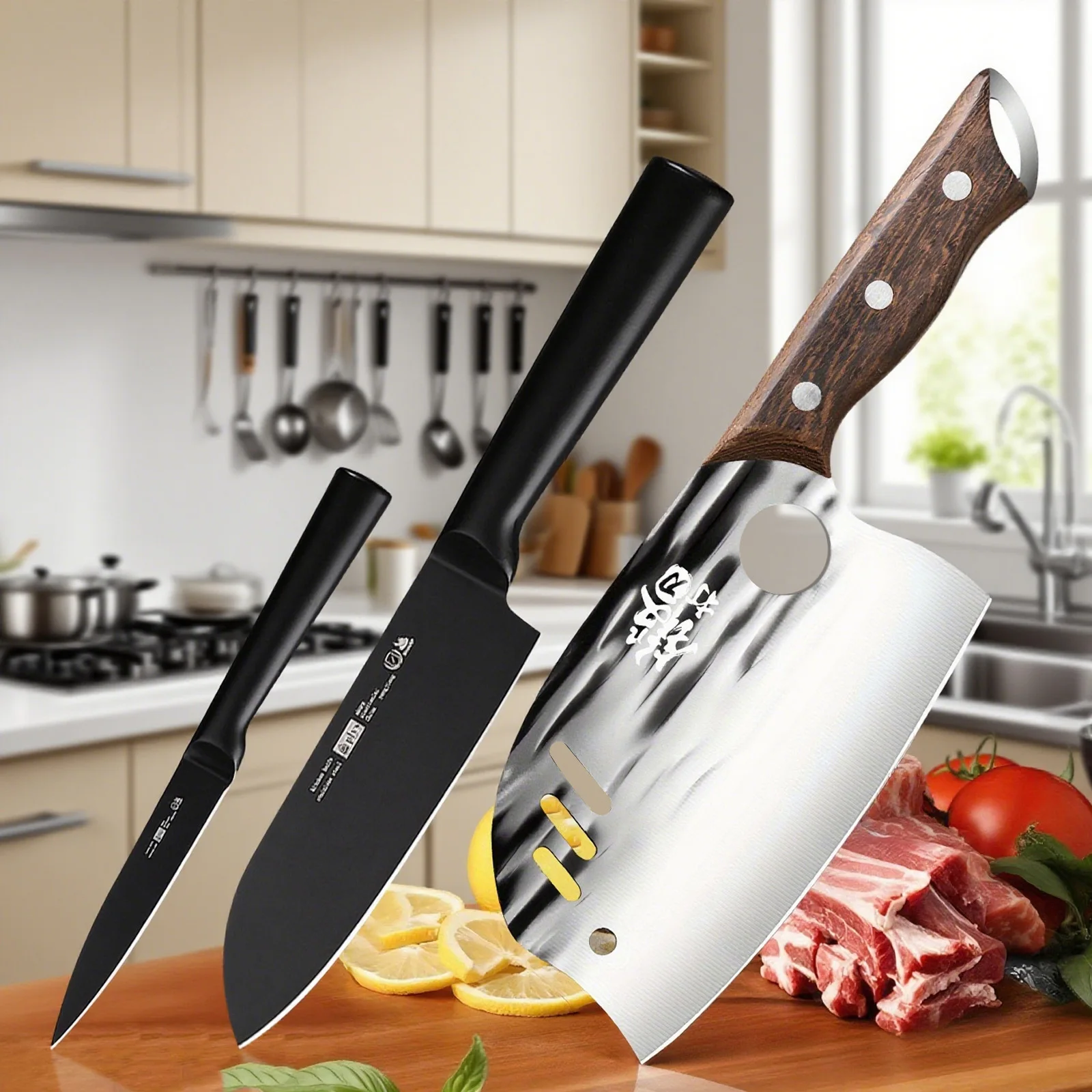 

3pcs Multi-functional Kitchen Knife Chef's Knife Fruit Knife Durable Kitchen Utensils Essential for Cooking Enthusiasts