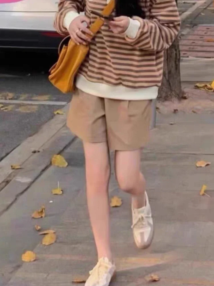 Szorty Damskie Solidny Letni Design Moda Prosty Uniwersalny Prosty Wypoczynek Elastyczna Talia Studenci Imperium Codzienny Koreański Styl Nowy