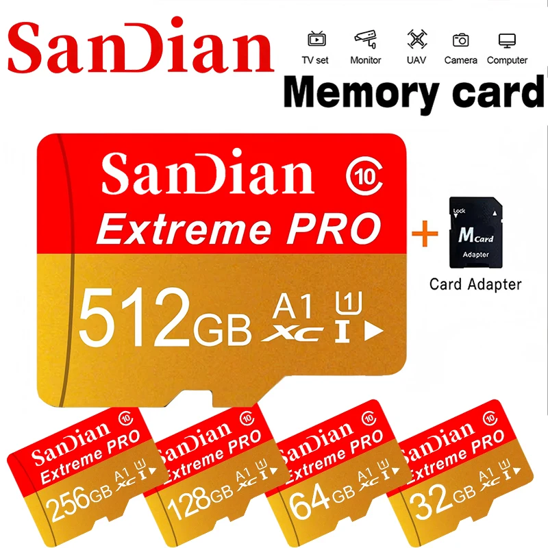 Memory Card 512GB Quick Micro TF SD Card 256GB SD Cards 128GB TF Cards 64GB High Performance for Tablet/Digital Frame/Smart TV/D