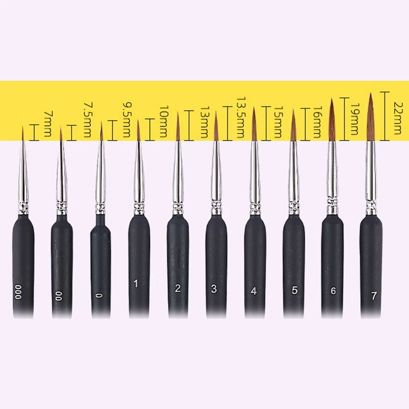 10 Fine-Pointed Brushes. Mini Fine Brush Set Is Suitable For Scale Model Painting And Line Drawing