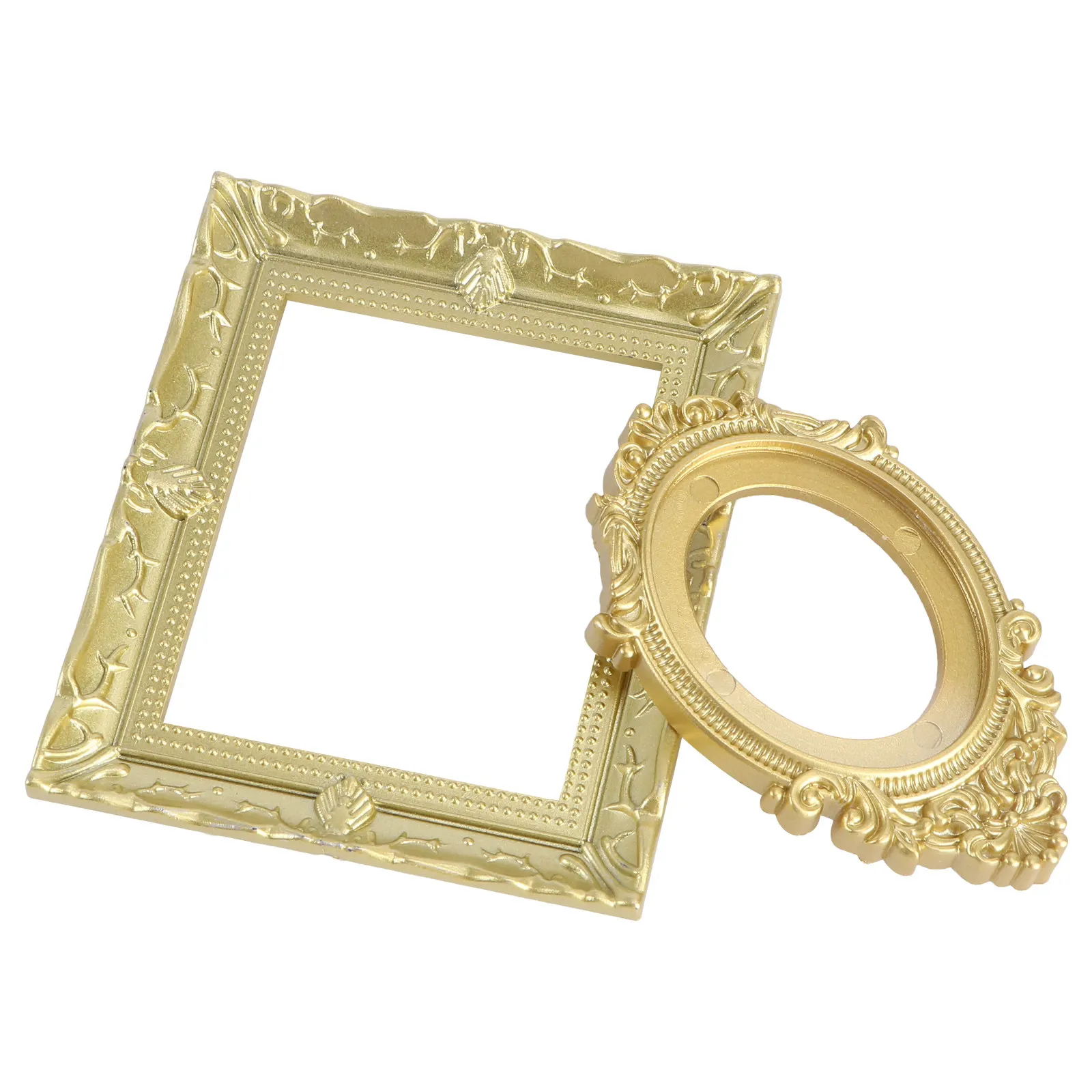 

2Pcs Miniature Resin Vintage Photo Frames 1:12 Scale Mini House Decor Romantic Lifesize Picture Frame Ornament Accessories