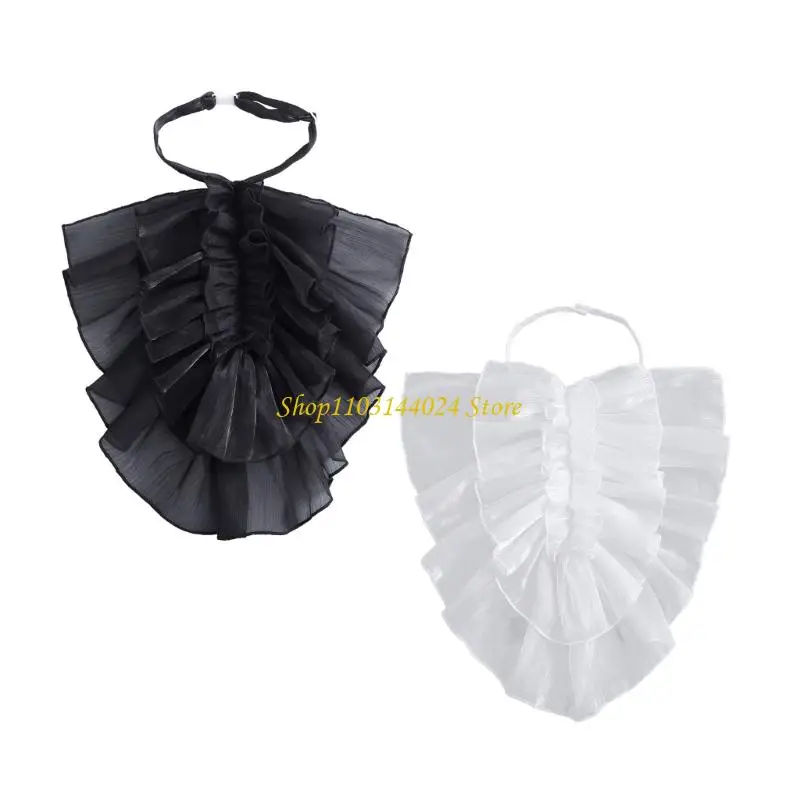 

N5KE 2Pcs Victorian Faux Collar Lace Drape Removable Collar for Women Event Wardrobe