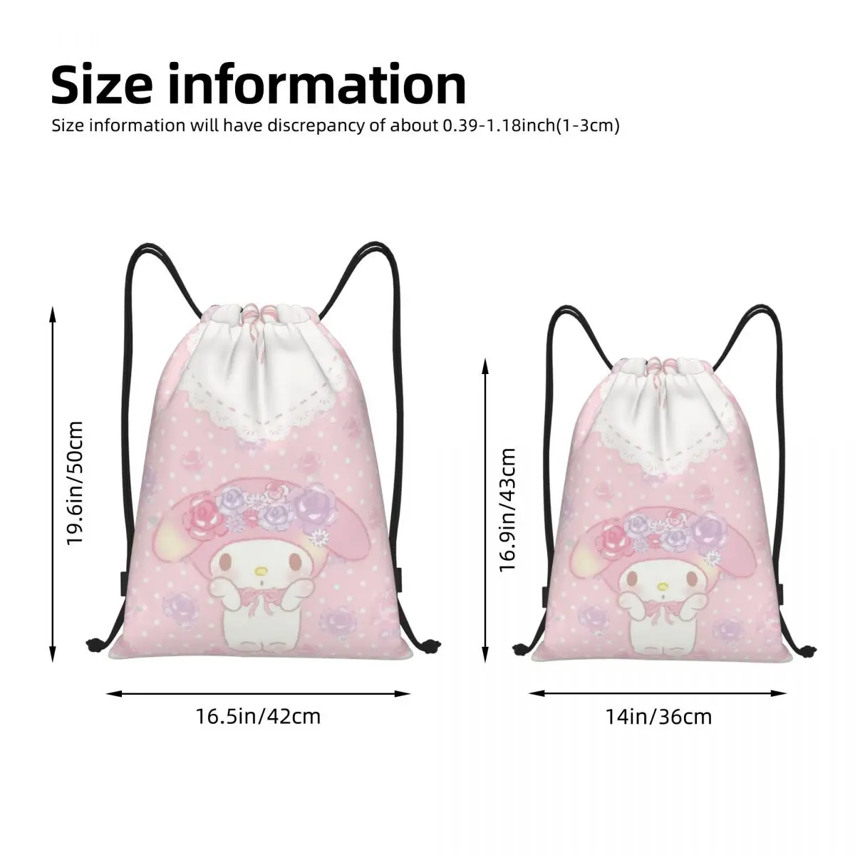 My Melody Drawstring Back Pack Bag Travel Storage Package Teenagers Beach Tote Bag School Sport Shoe Bag Portable