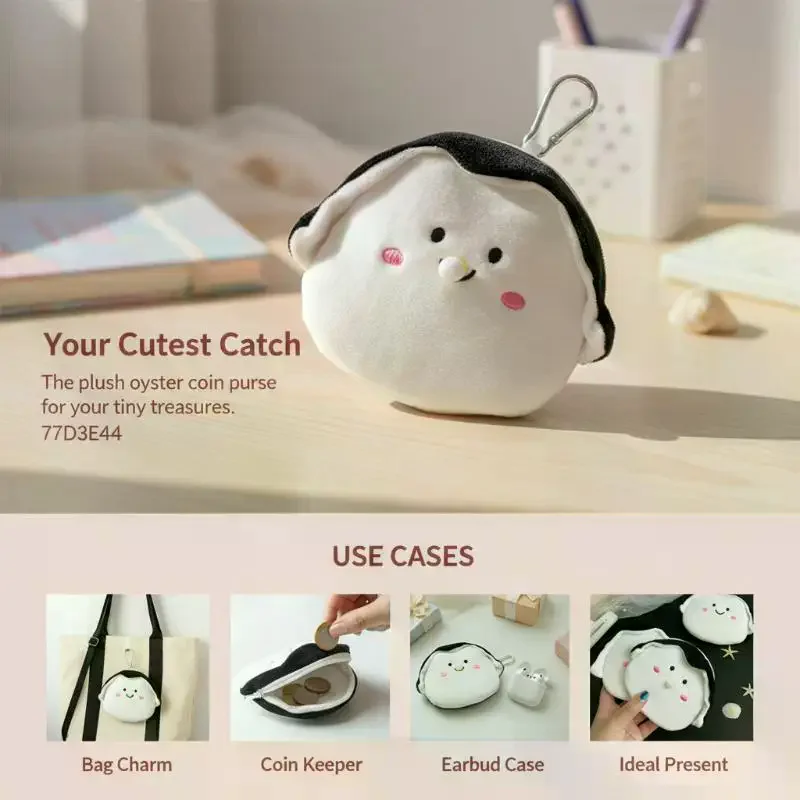 

OysterPlush Cute Cartoon Coin Purse Soft Zipper Wallet for Kids and Teens Fun