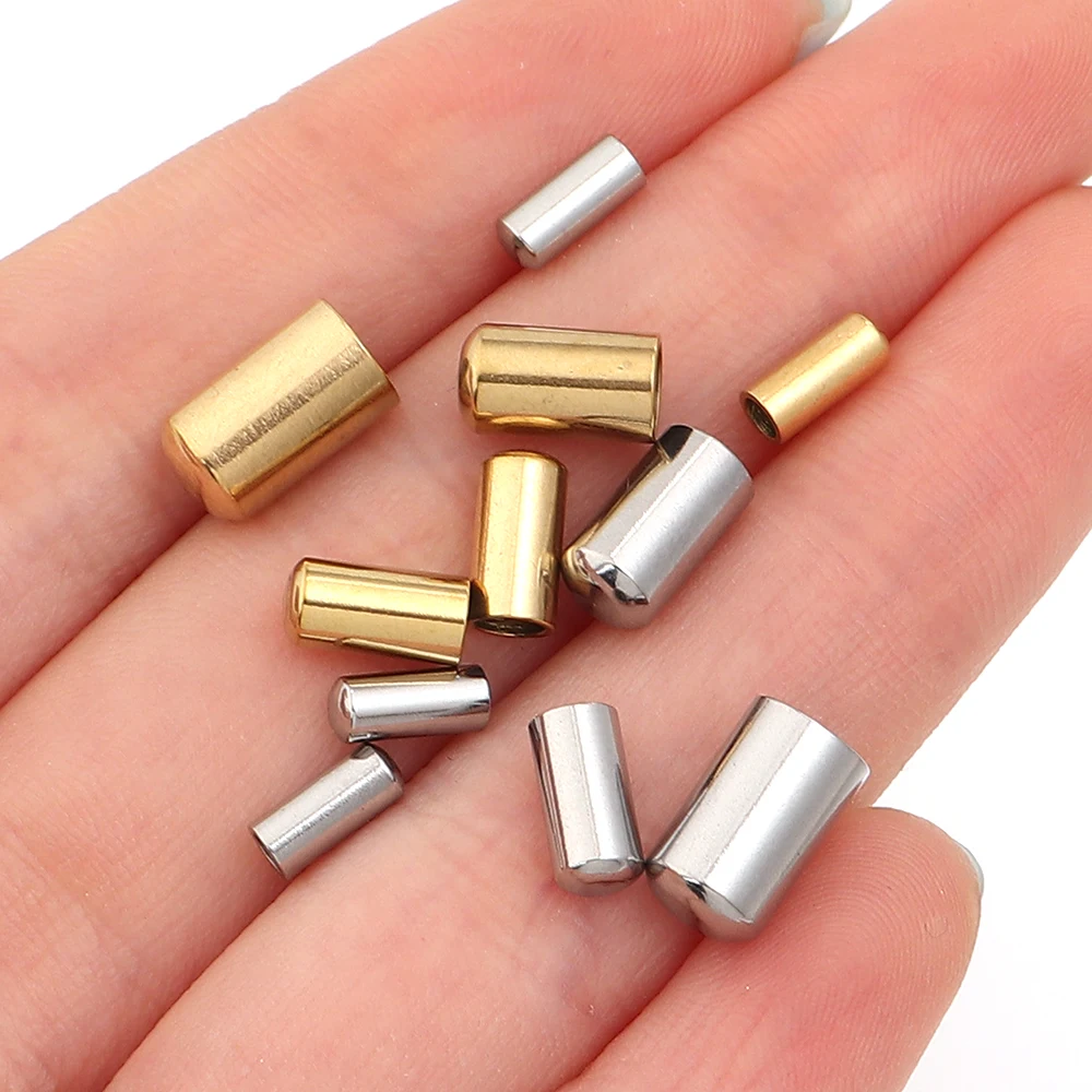 10/20 piezas de cierres de crimp de acero inoxidable, terminales de sujeción para pulseras de cordón DIY, accesorios para collares de cuero y componentes para la fabricación de joyas