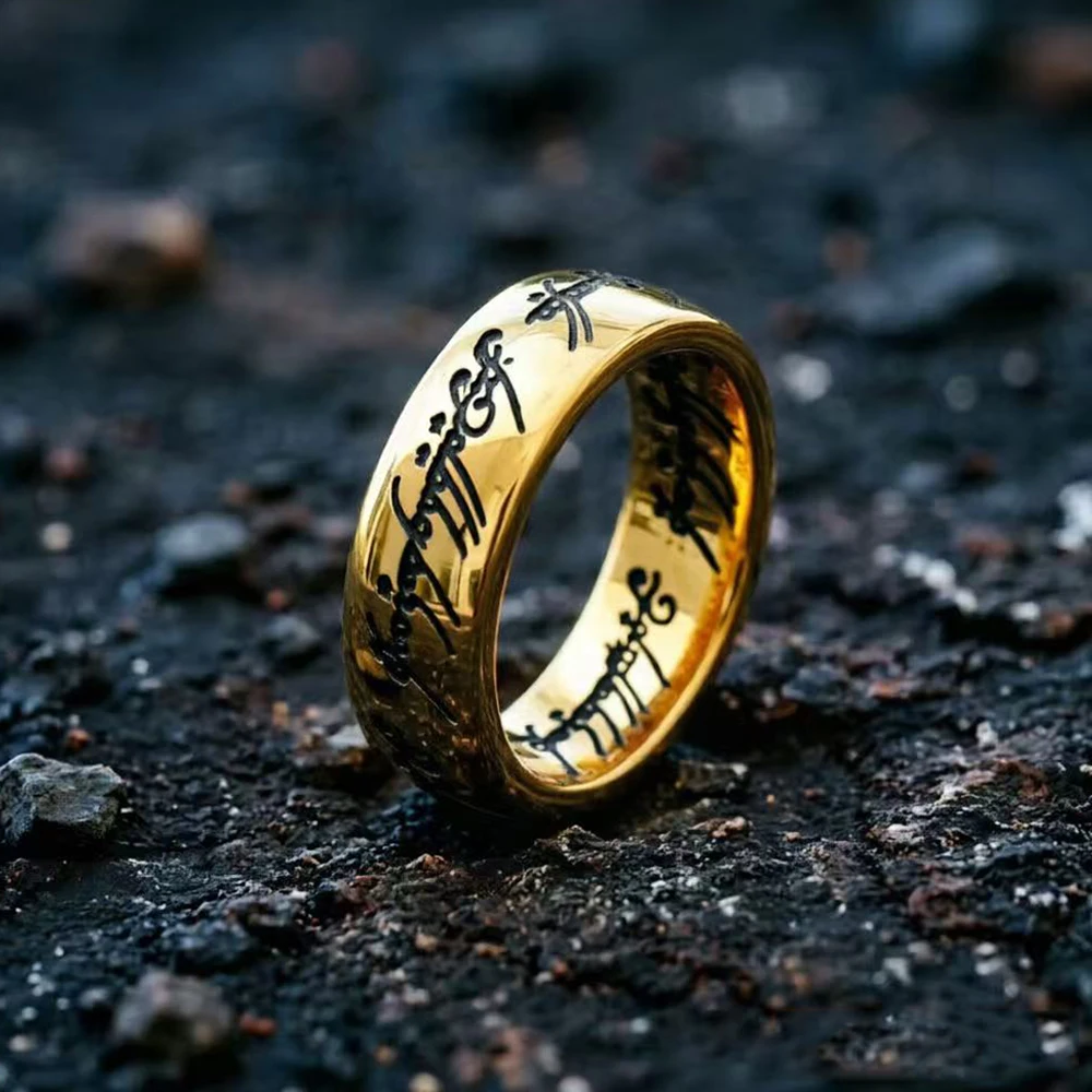 New Luminou Stainless Steel Gold Silver Color Plated Ring Of Power 3D Carved Engraving Fashion Vintage Male Rings Jewelry Gifts