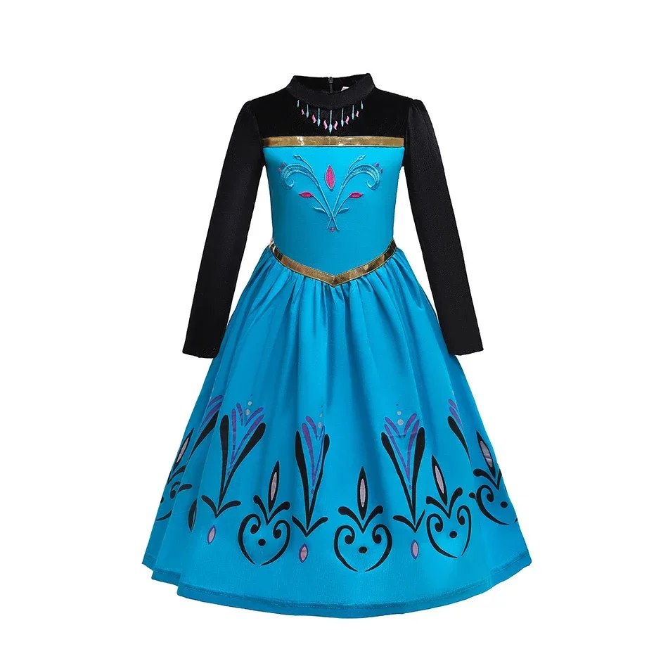 Königin Kleid Für Mädchen Langarm Kleid Elsa Cosplay Kostüm Prinzessin Halloween Kleid Kinder Party Vestido Fantasia Kinder – Detail 4