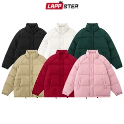 LAPPSTER-Jaqueta acolchoada Puffer, casacos pretos, moda coreana, grossa, Harajuku Parkas, streetwear, Y2k