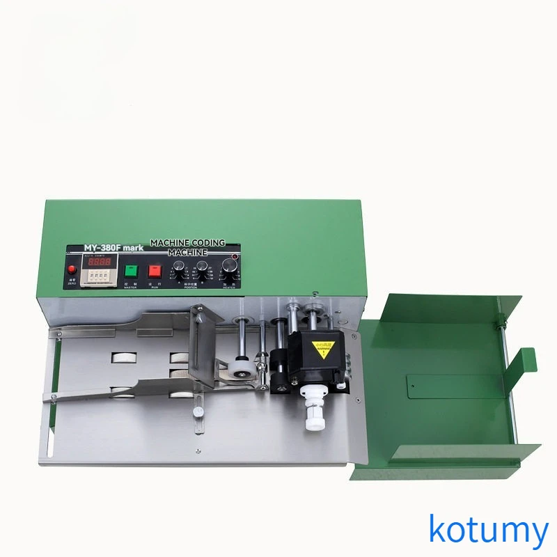 220V Automatic Continuous Number Coding Machine KOTUMY MY-380F, Manual Ink Date Stamper for Packaging Bag Production Date Markin