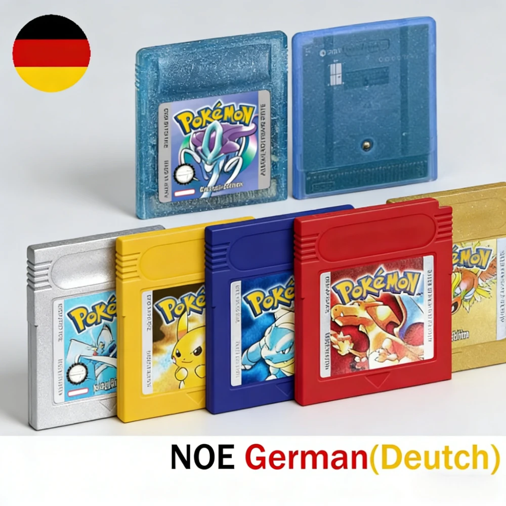 Tarjeta de juego clásica de Pokémon, edición NOE para GBC Blau Gelb Goldene Kristall Rot Silberne, alta calidad