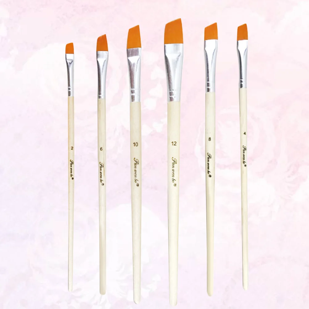 Professional Watercolor Pen Nylon Painting Wooden Handle Diagonal Brushes