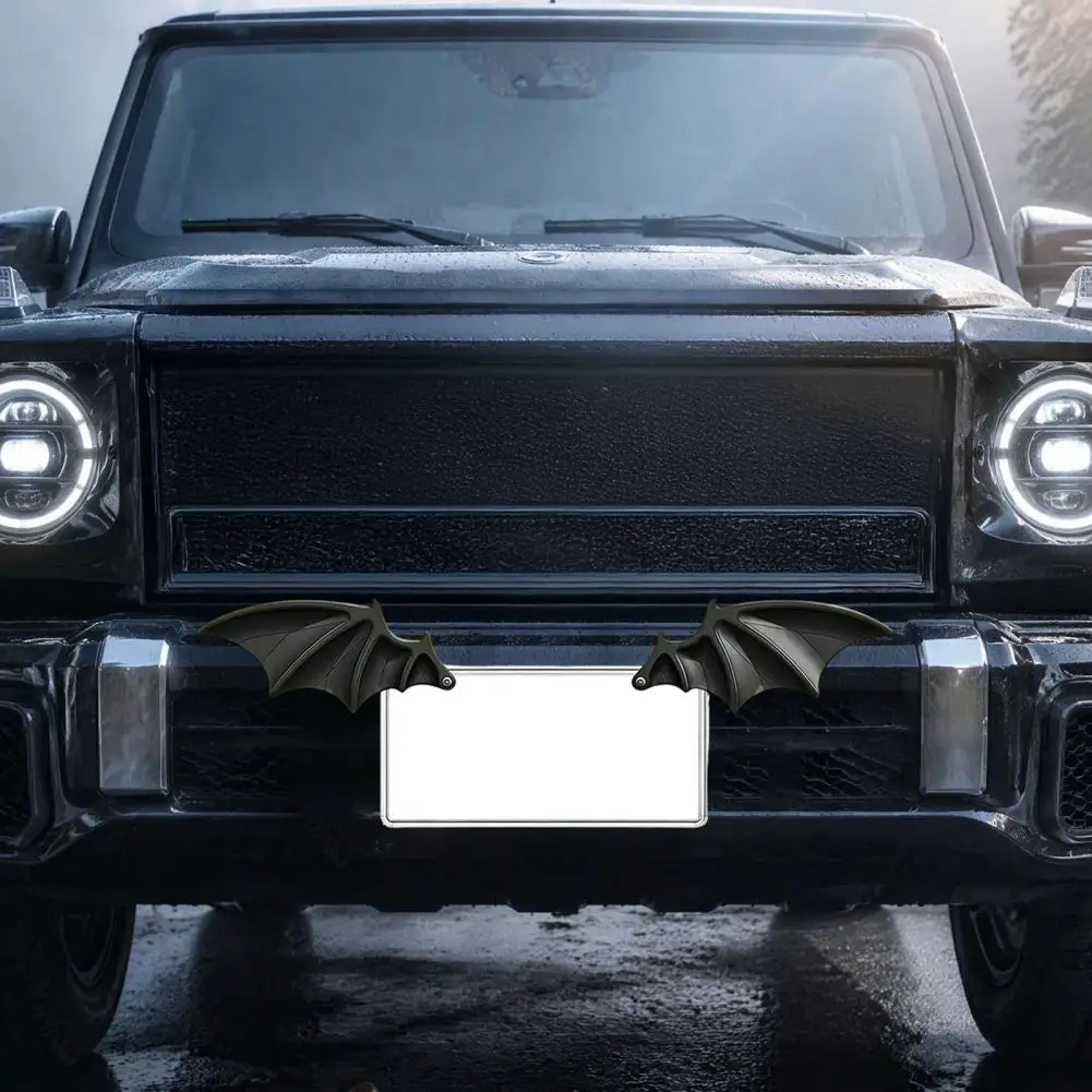 Vehicle Bat Wing Decoration Black Bat Wing License Plate Decorations Vehicle Front Rear Plate Accessories Car Truck Suv Exterior