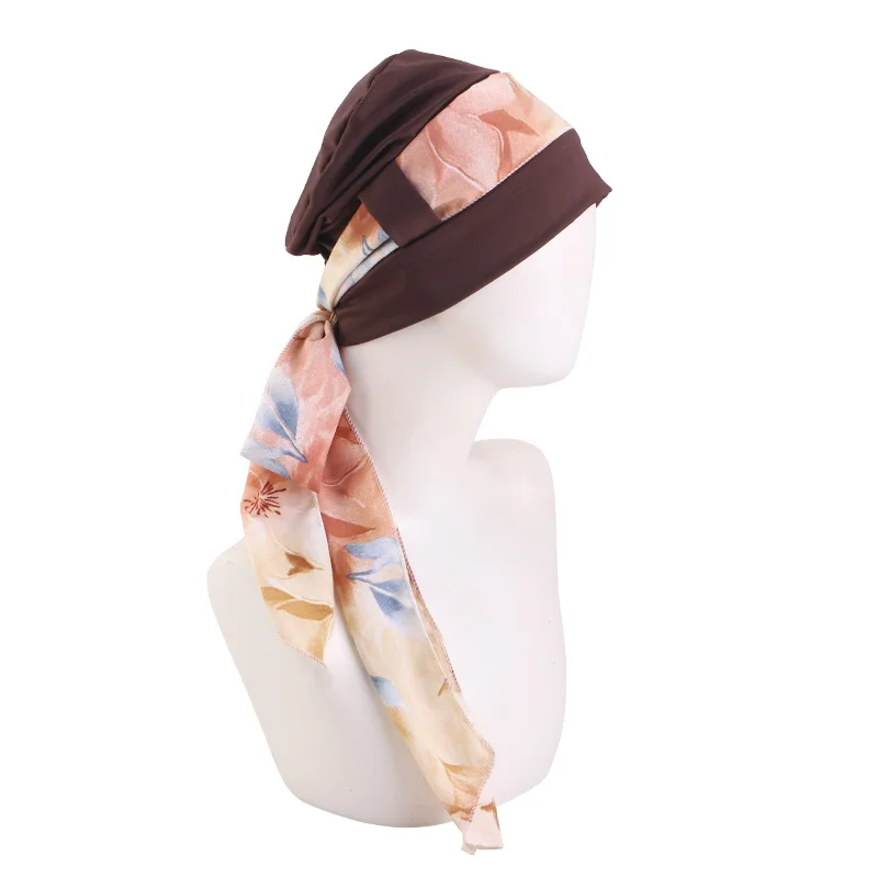 Neue zweiteilige muslimische Stretch-Turbane für Frauen, vorgebundene Kopftücher, Bandanas, Kopftuch für Krebspatienten und Haarausfall, Kopfwickel, Stretch-Hijabs – Detail 14