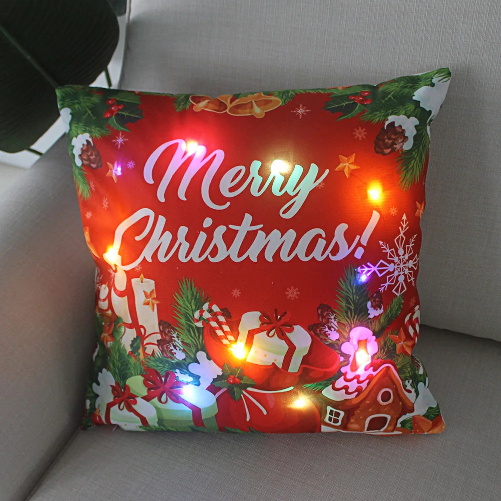 Christmas Decoration 2023 LED Pillowcase 45cm Pillow Cushion Cover with Lights New Year Decor Christmas Decorations for Home