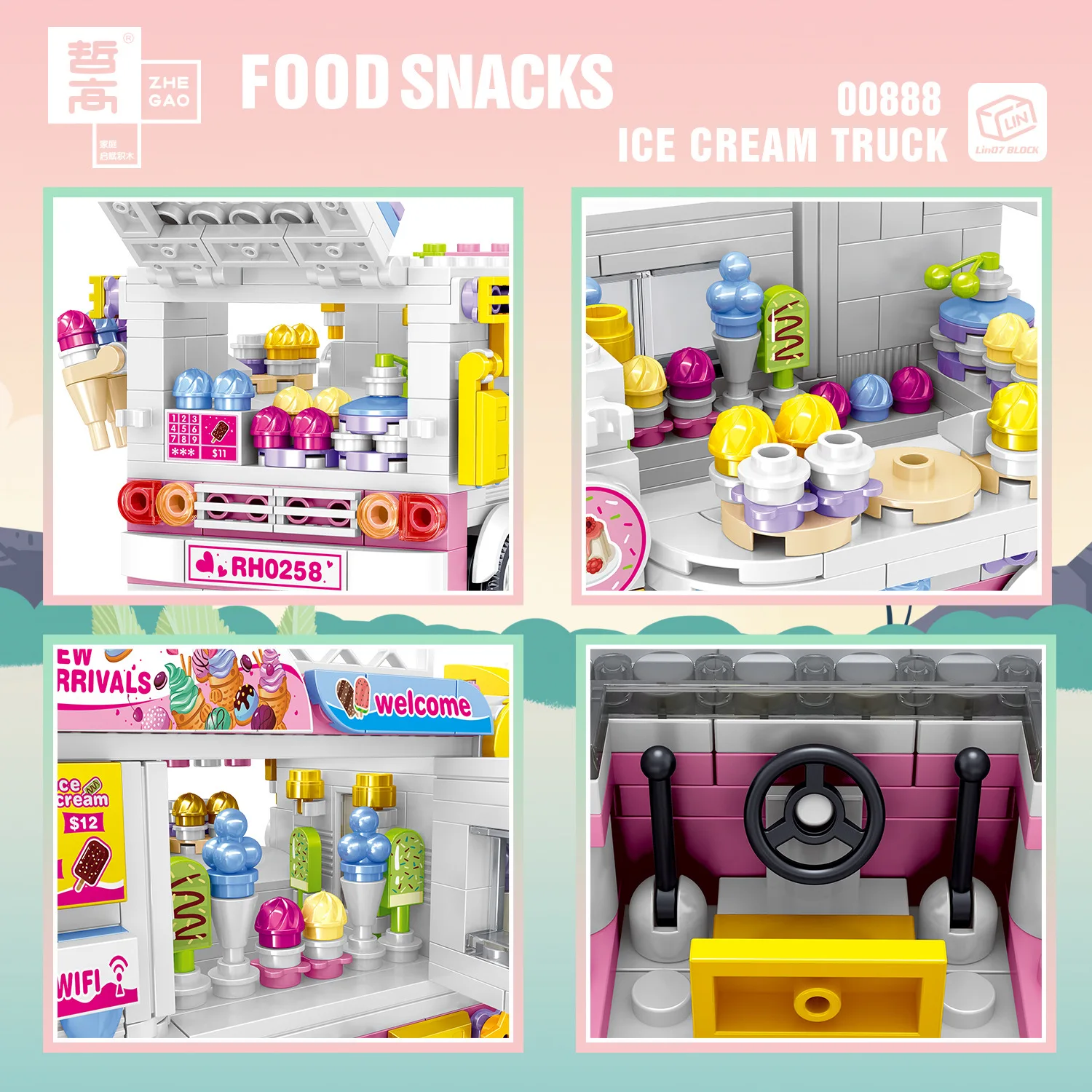 Nowy Mini Burger Samochód Deser DIY Kreatywne Zabawki Edukacyjne Dla Dziewczynek Klocki Konstrukcyjne Zestaw Do Składania Słodki Ciasteczkarnia na Kółkach