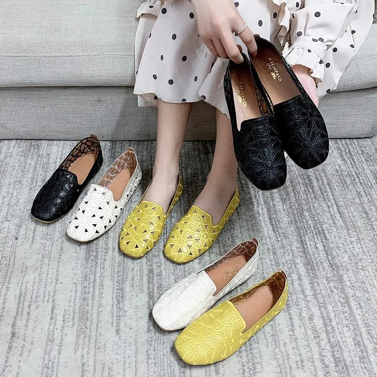 

Doudou shoes new large size square head shallow mouth flat sole maternity soft simple mother