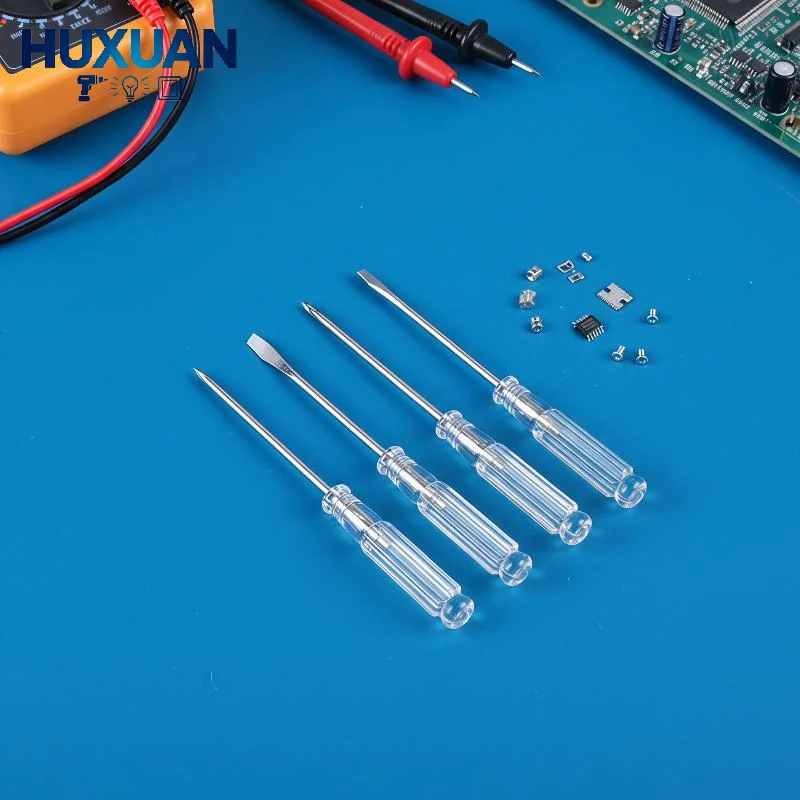 Screwdriver Set 4Pcs Transparent Blue Grip Slotted Cross Manual Hand Tools for Household Appliance Repair
