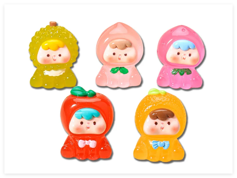 

50pcs sets wholesale luminous second-generation fruit cub fruit resin accessories DIY refrigerator sticker desktop ornament keyc