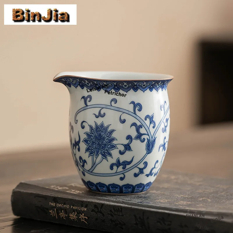 160ml Azure Ru Kiln Interlock Branch Lotus Tea Pitcher Tea Divider Cha Hai Dispenser Justice Cup Fair Mug Chinese Tea Set Craft