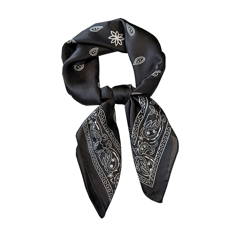 Nouveau 70cm carré Paisley imprimé carré foulard en soie décontracté élégant mince respirant cou femmes coupe-vent tête enveloppement foulards de cheveux