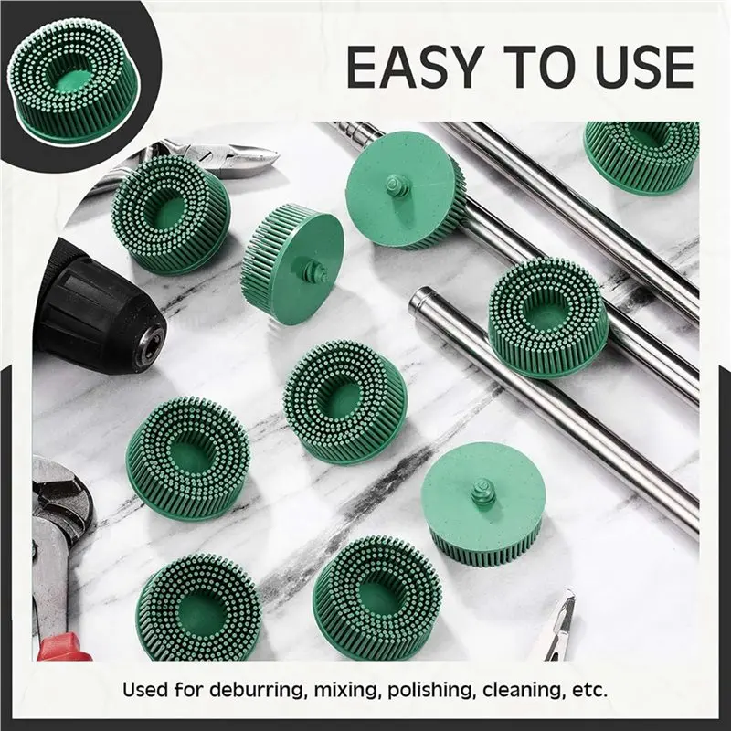 ABRN-20 Pc 2 Inch Bristle Disc Grit 50 Abrasive Coating Removal Disc Deburring Electric Brush Tapered Coarse Bristle Brush