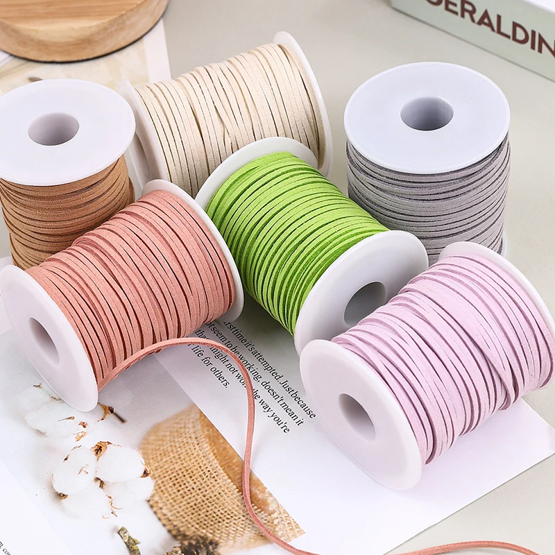 45m/Roll DIY Flower Decorative Ribbons Jewelry Package Velvet Ribbon Supplies Thread String Faux Suede Braided Cord Leather