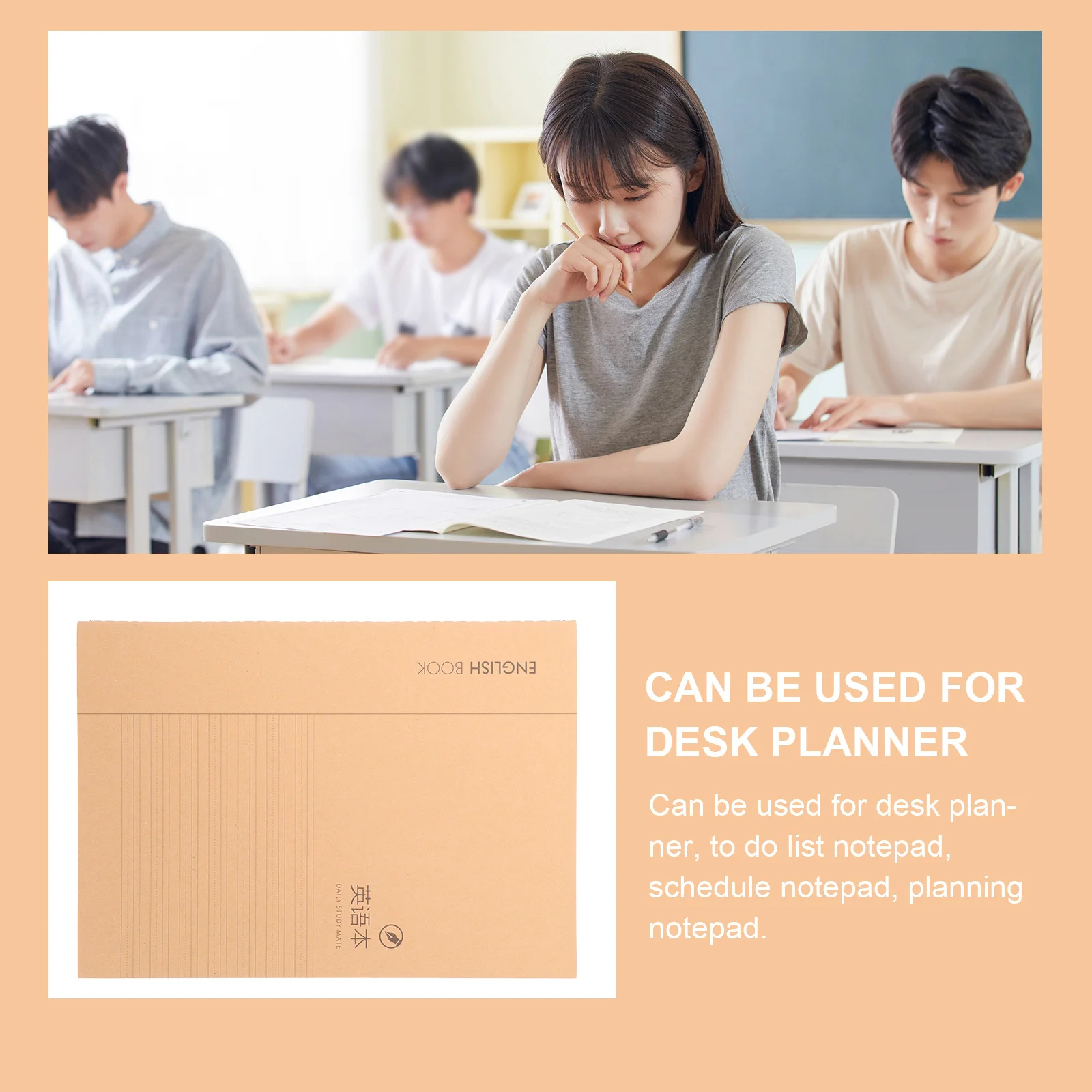 

4Pcs English Exercise Books Beige Paper Eye Protection Clear Lines Writing Notebook Gift for Teachers Students