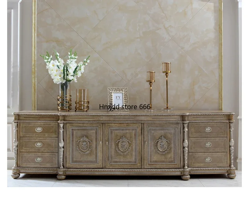 Light luxury carved luxury villa TV cabinet