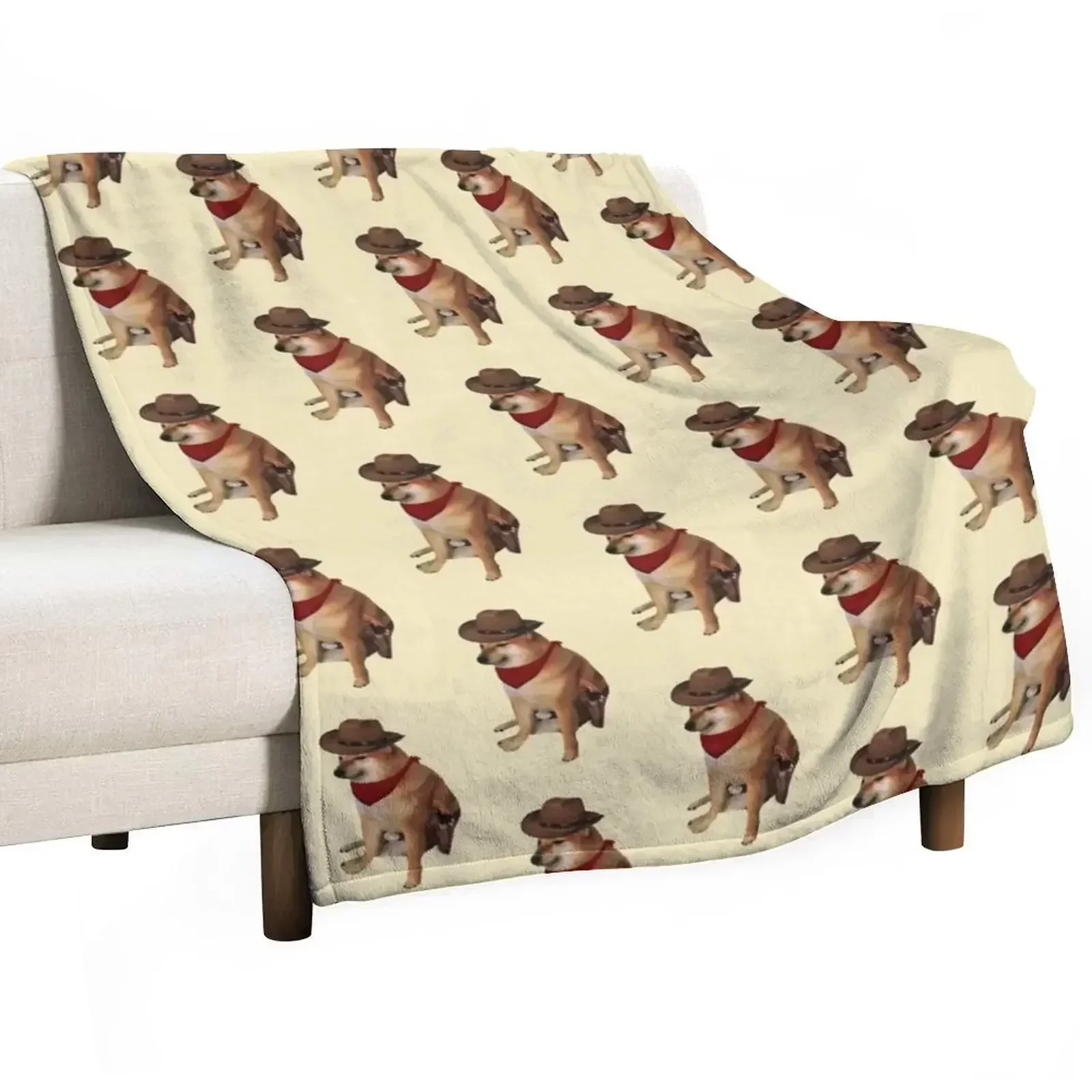 

Cheems Doge Cowboy Throw Blanket For Decorative Sofa Quilt Plaid on the sofa Kid'S Blankets