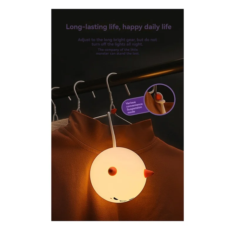 AA01-Süße kleine Teufel-Monsterlampe, sanfte Beleuchtung, kleines Nachtlicht, Nachttischlampe
