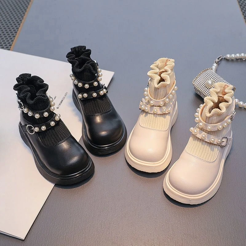 

Элегантные детские повседневные носки, ботинки, милые школьные ботильоны принцессы на платформе для девочек, модные детские кожаные сапоги для свадебной вечеринки