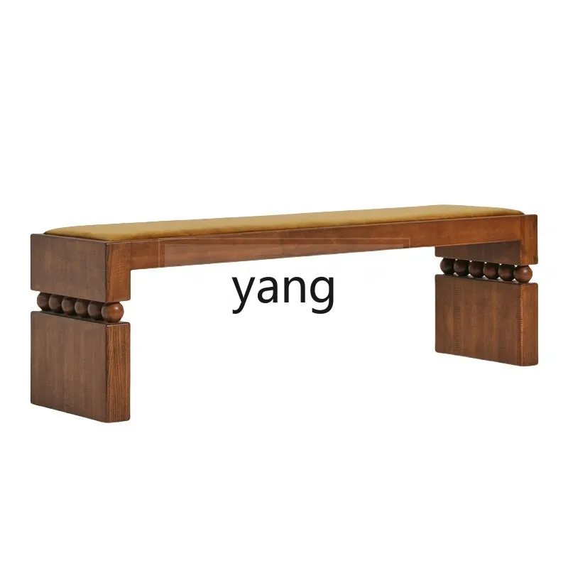 CXX Shoe Changing Stool Bed End Stool Walnut Color Solid Wood Dining Table Long Stool