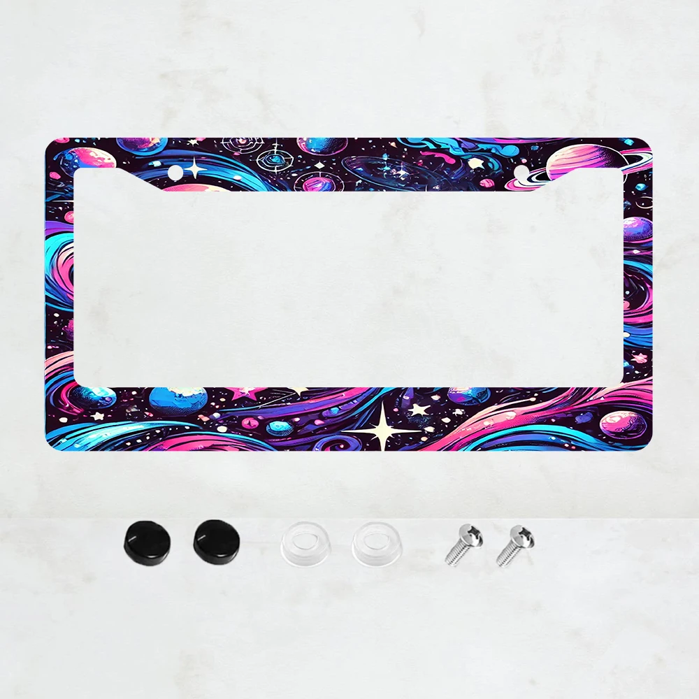 

1 шт. Алюминиевая рамка для номерного знака «Космическая галактика» с изображением звездного неба — стандартный размер США, декоративная автомобильная рамка